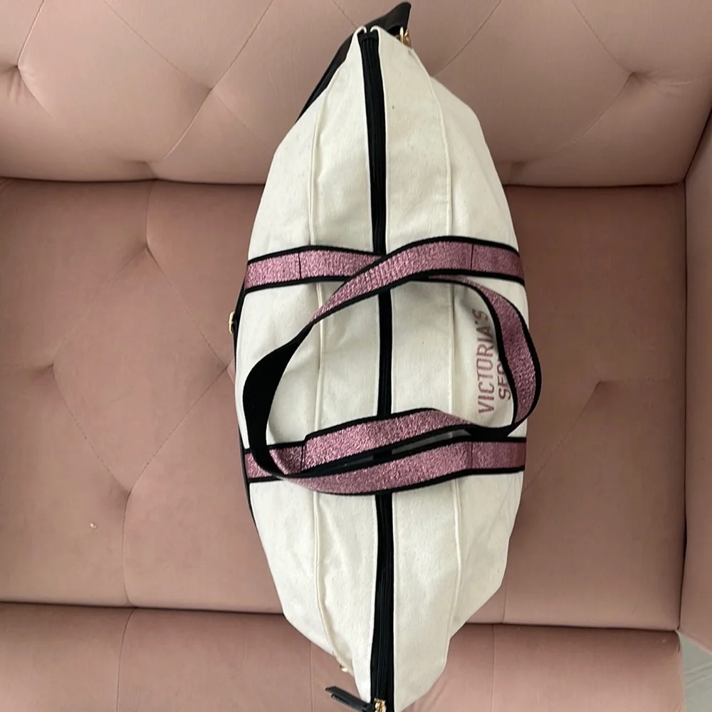 Victoria's Secret Pink & Cream Canvas Tote Bag - Picture 7 of 15